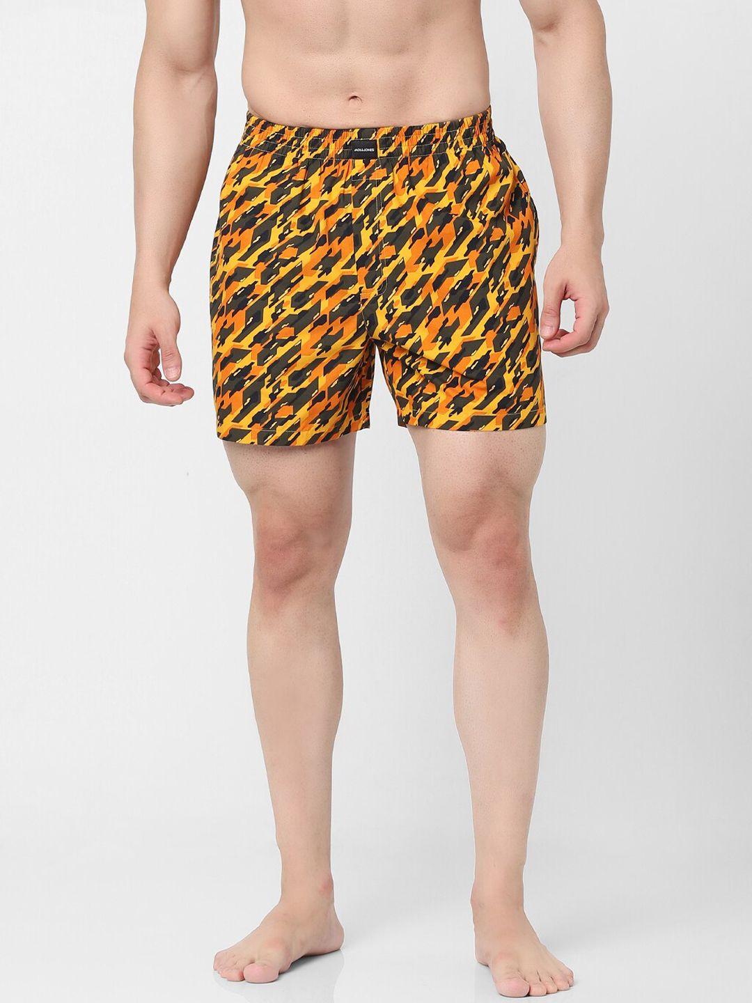 jack & jones men black & orange desert printed boxers-1339977001