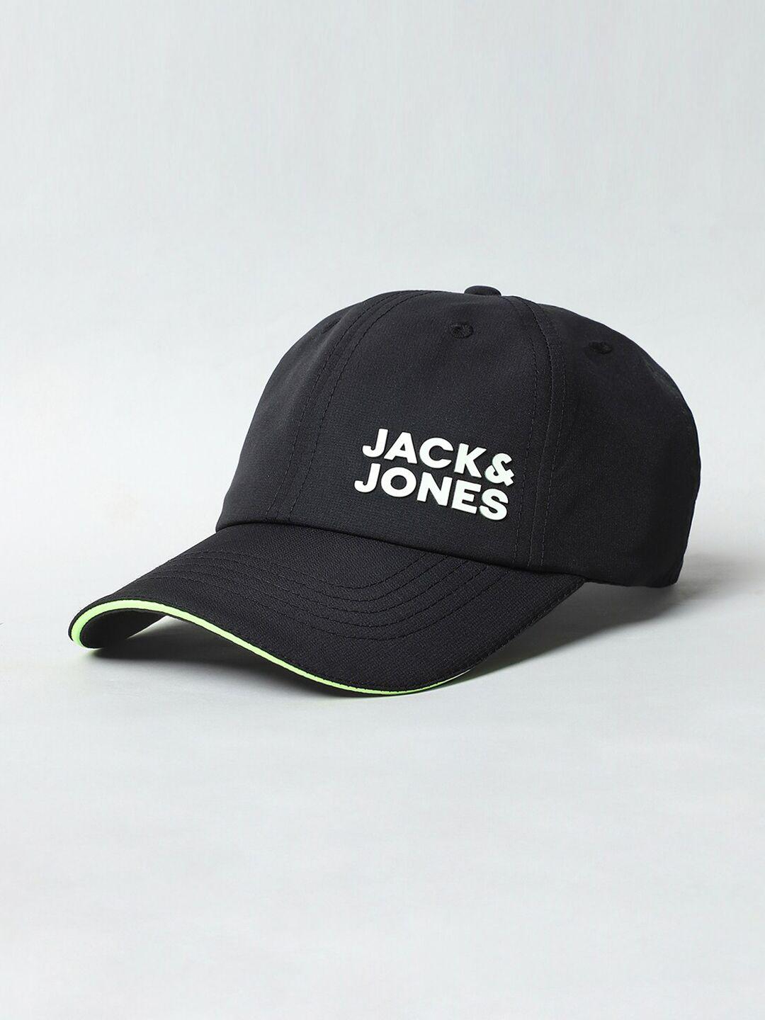 jack & jones men black & white printed baseball cap