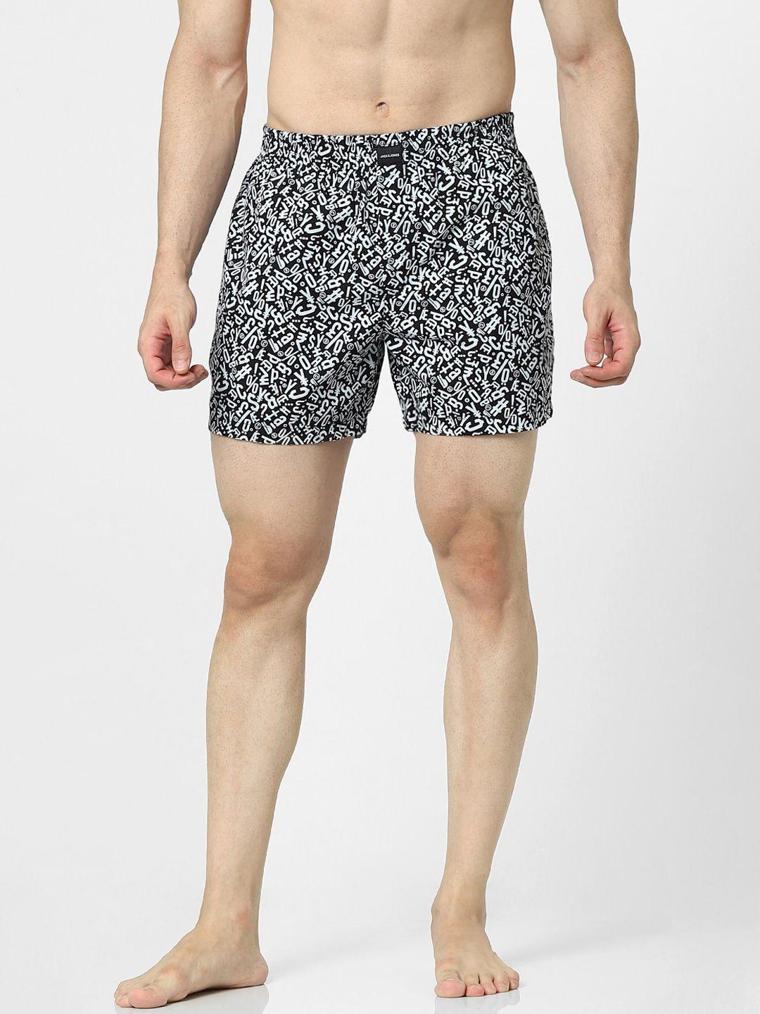 jack & jones men black & white printed boxer