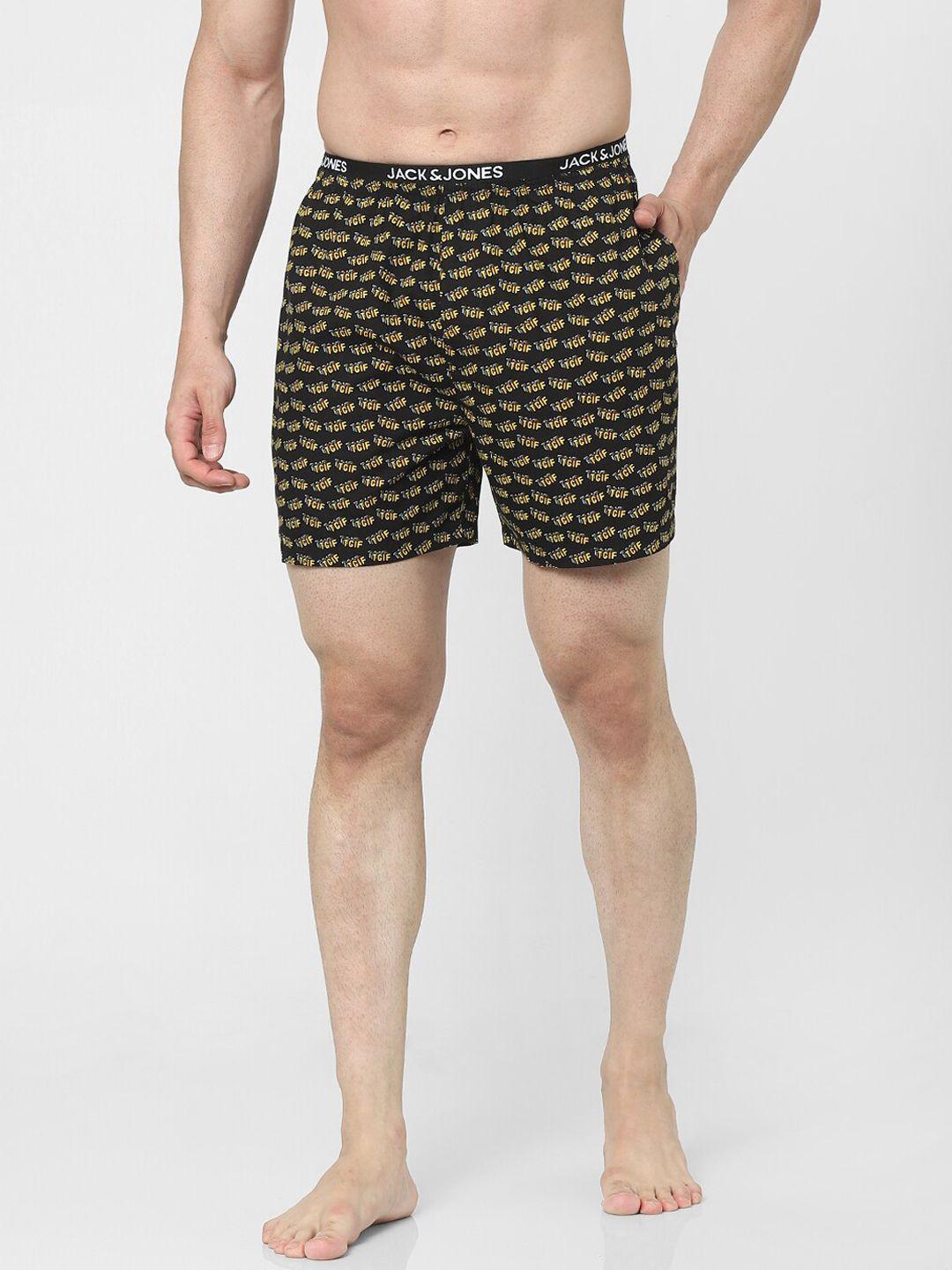 jack & jones men black & yellow printed boxer