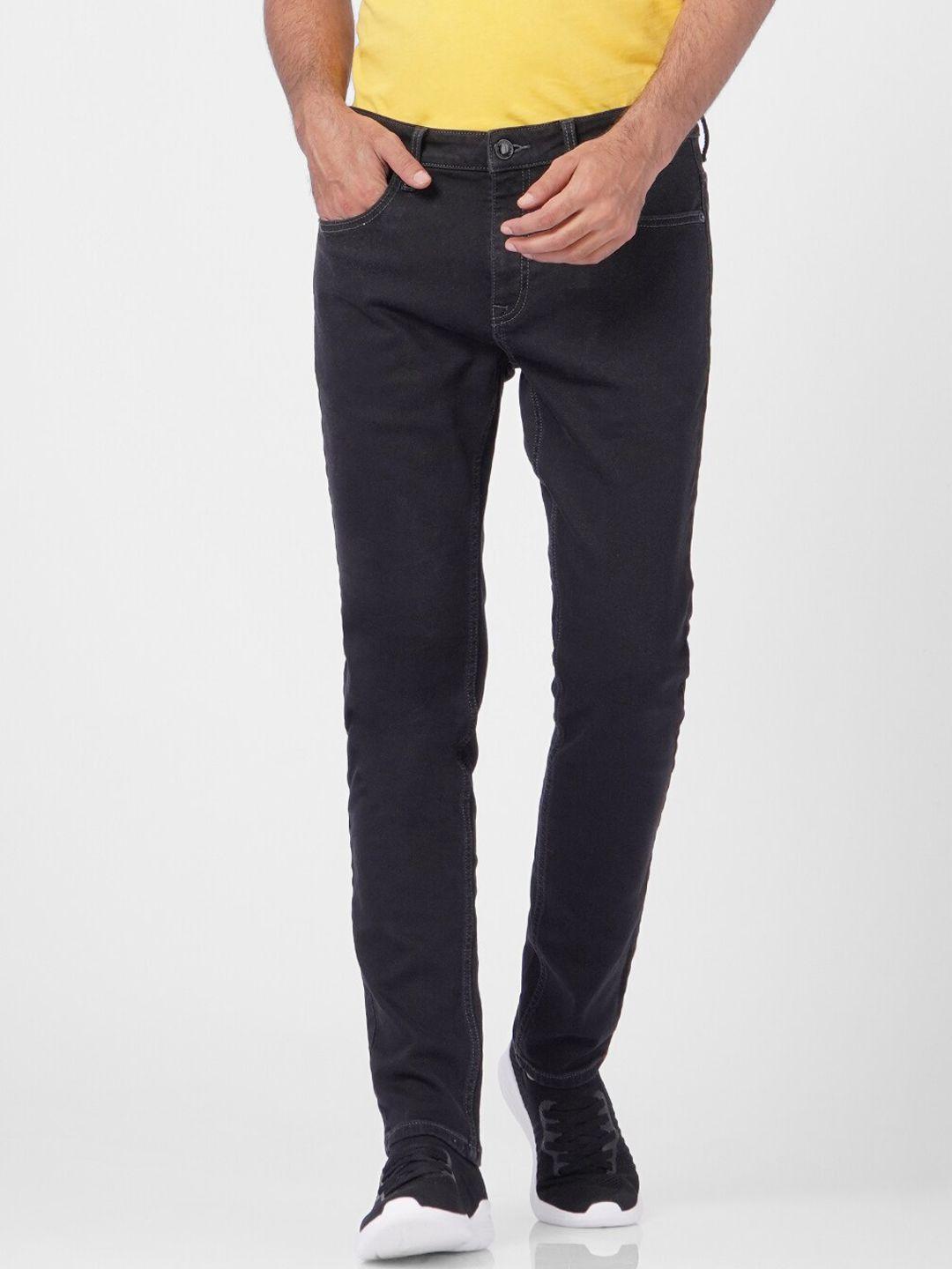 jack & jones men black ben slim fit cotton stretchable jeans