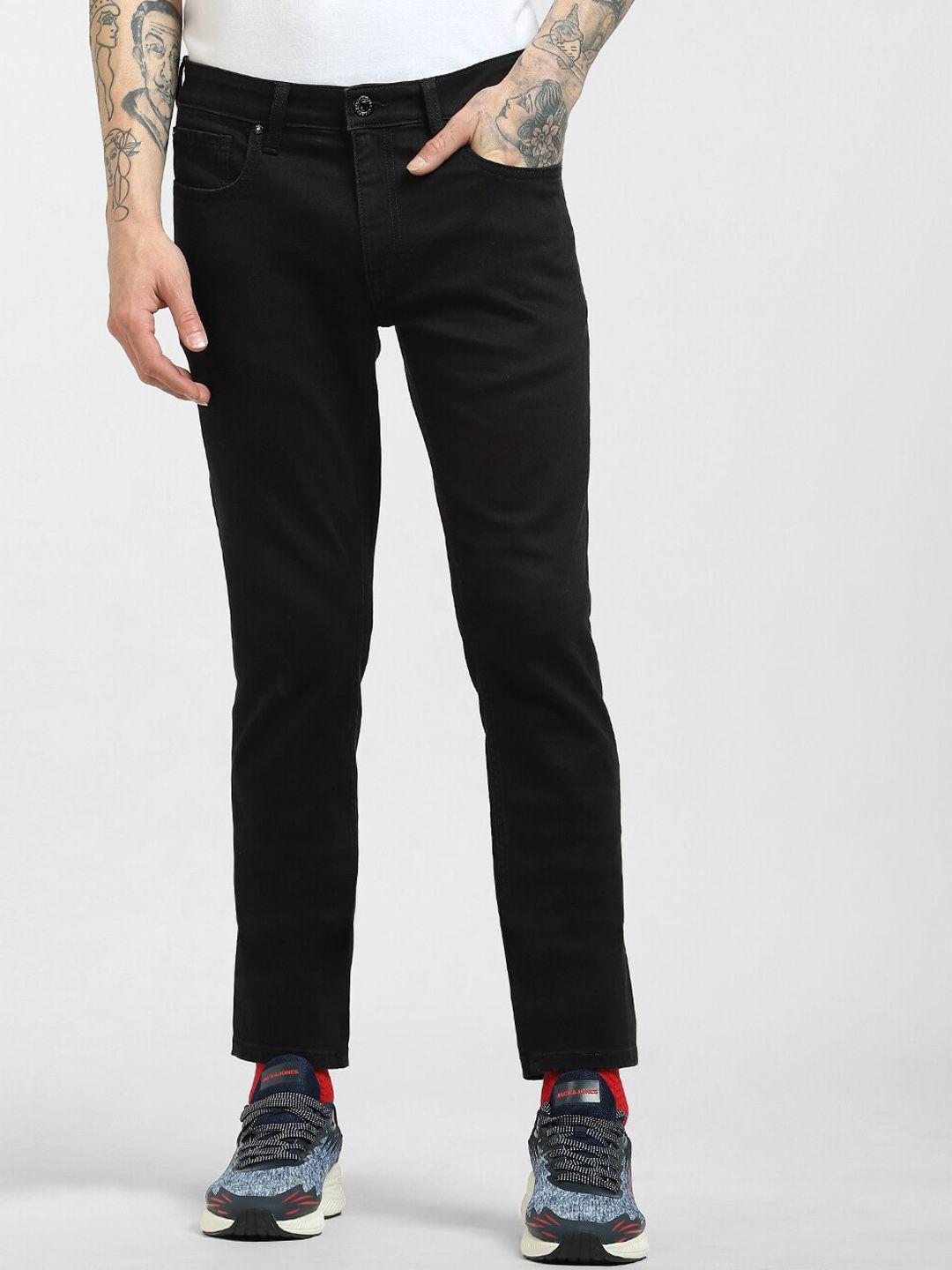 jack & jones men black low-rise jeans