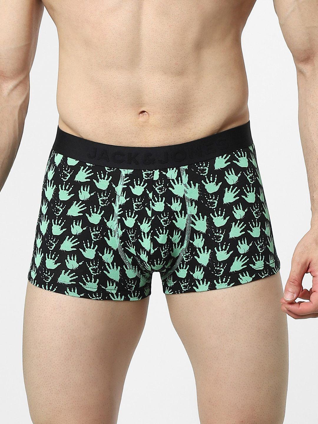 jack & jones men black printed cotton trunk 153737301