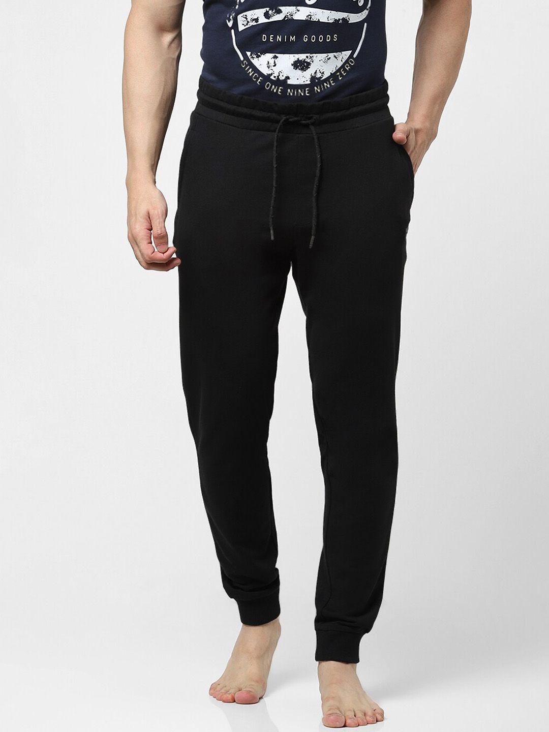 jack & jones men black solid lounge pants