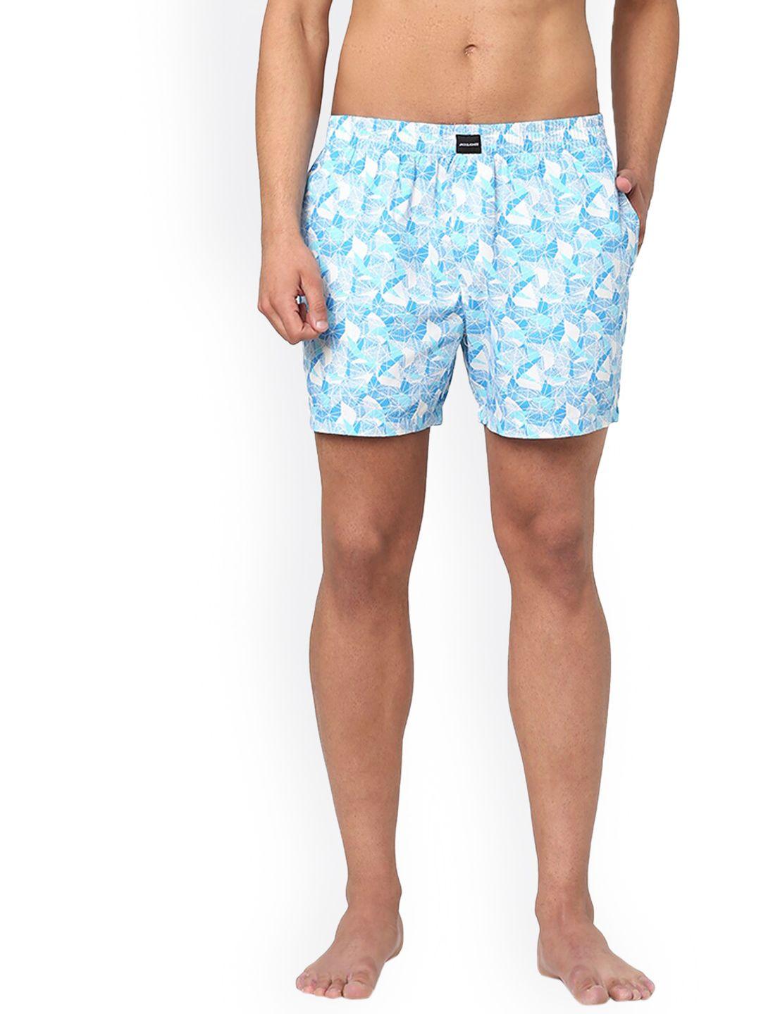 jack & jones men blue & white printed pure cotton boxers 225944101