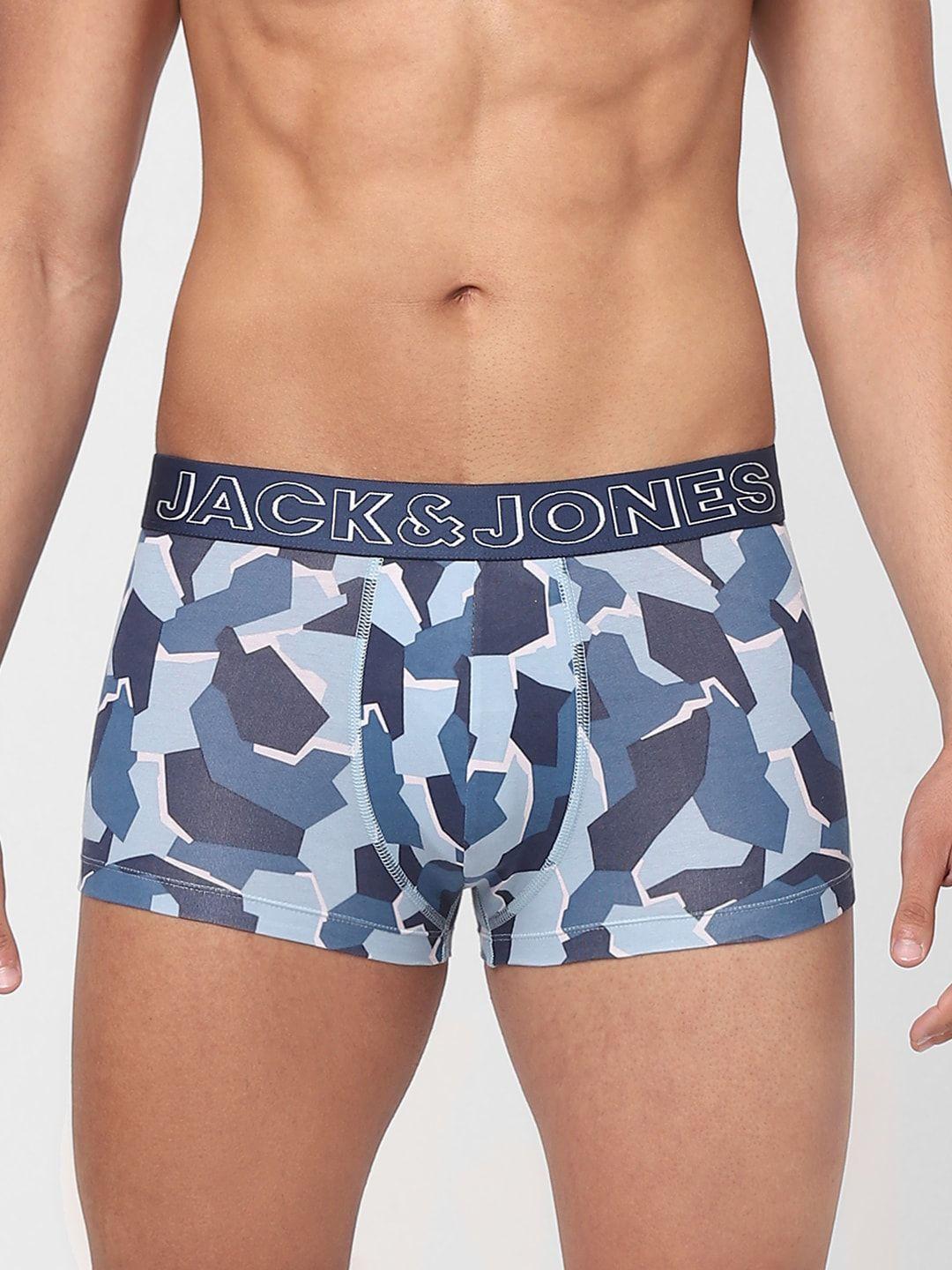 jack & jones men blue camouflage printed trunk 116796501