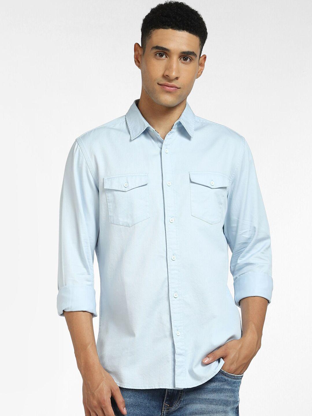 jack & jones men blue casual shirt