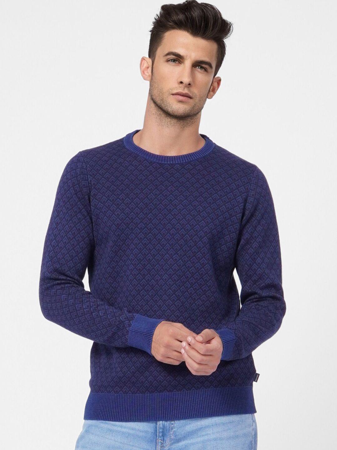 jack & jones men blue checked pullover