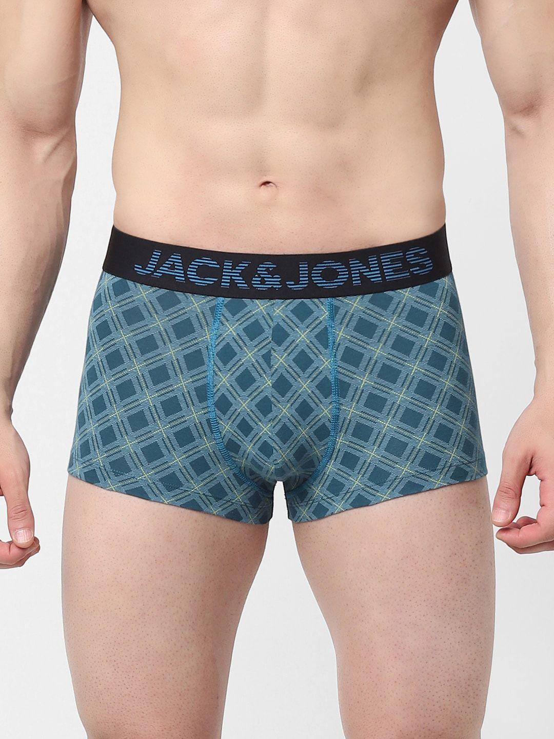 jack & jones men blue checked trunk 1563311001