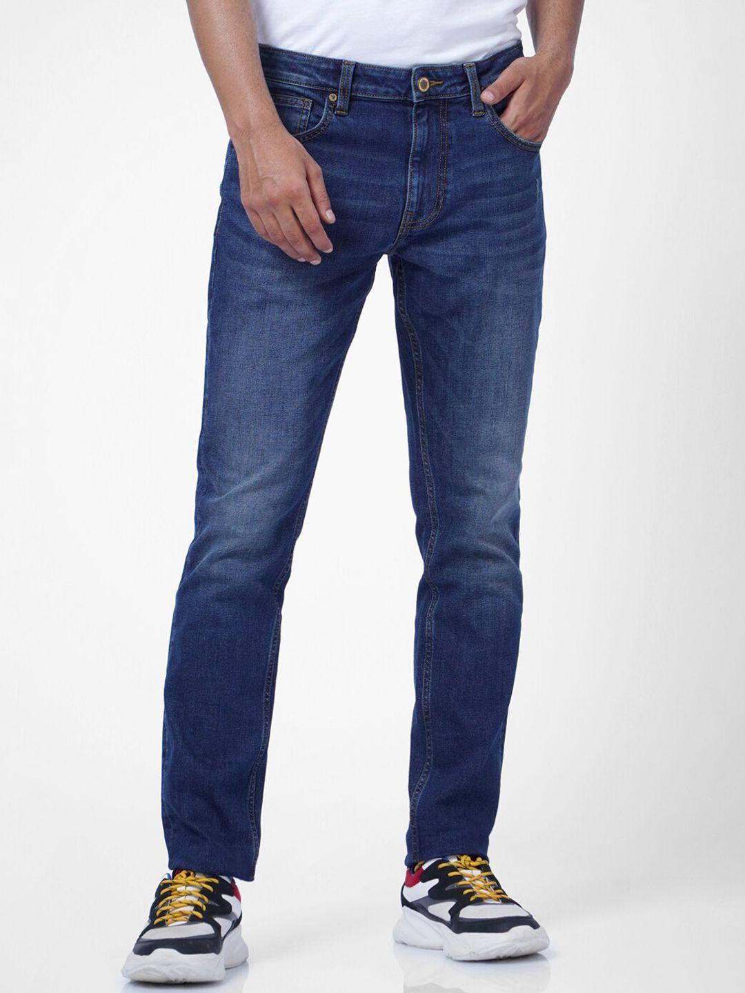 jack & jones men blue low-rise light fade jeans