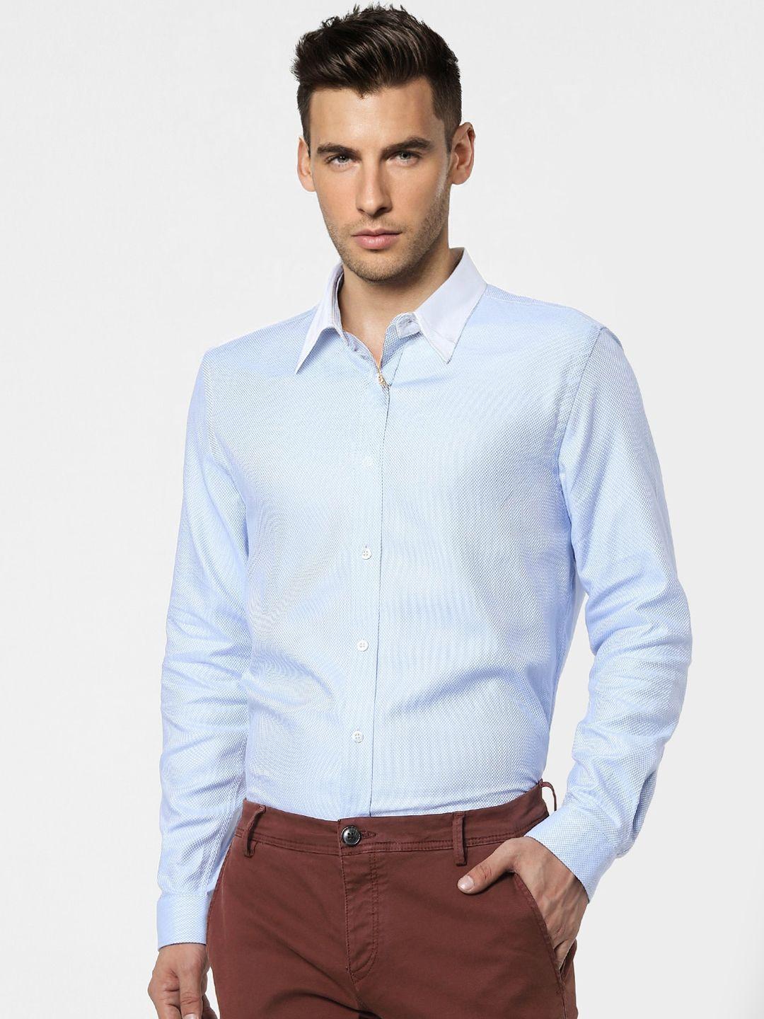 jack & jones men blue opaque casual shirt