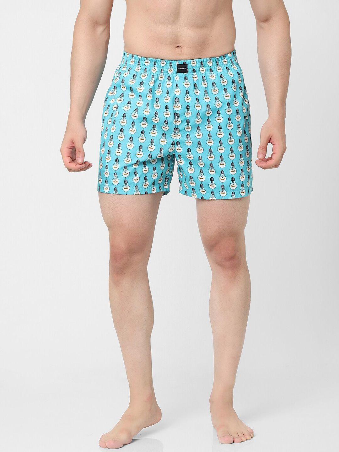 jack & jones men blue printed boxers 1369448001