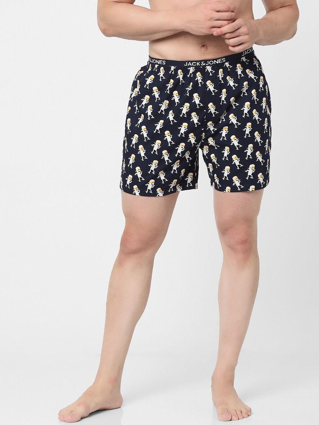 jack & jones men blue printed boxers jjor ebo carcass boxer in,s