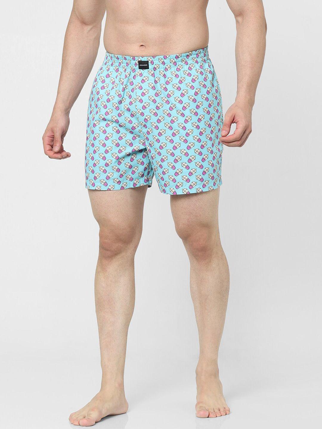 jack & jones men blue printed boxers