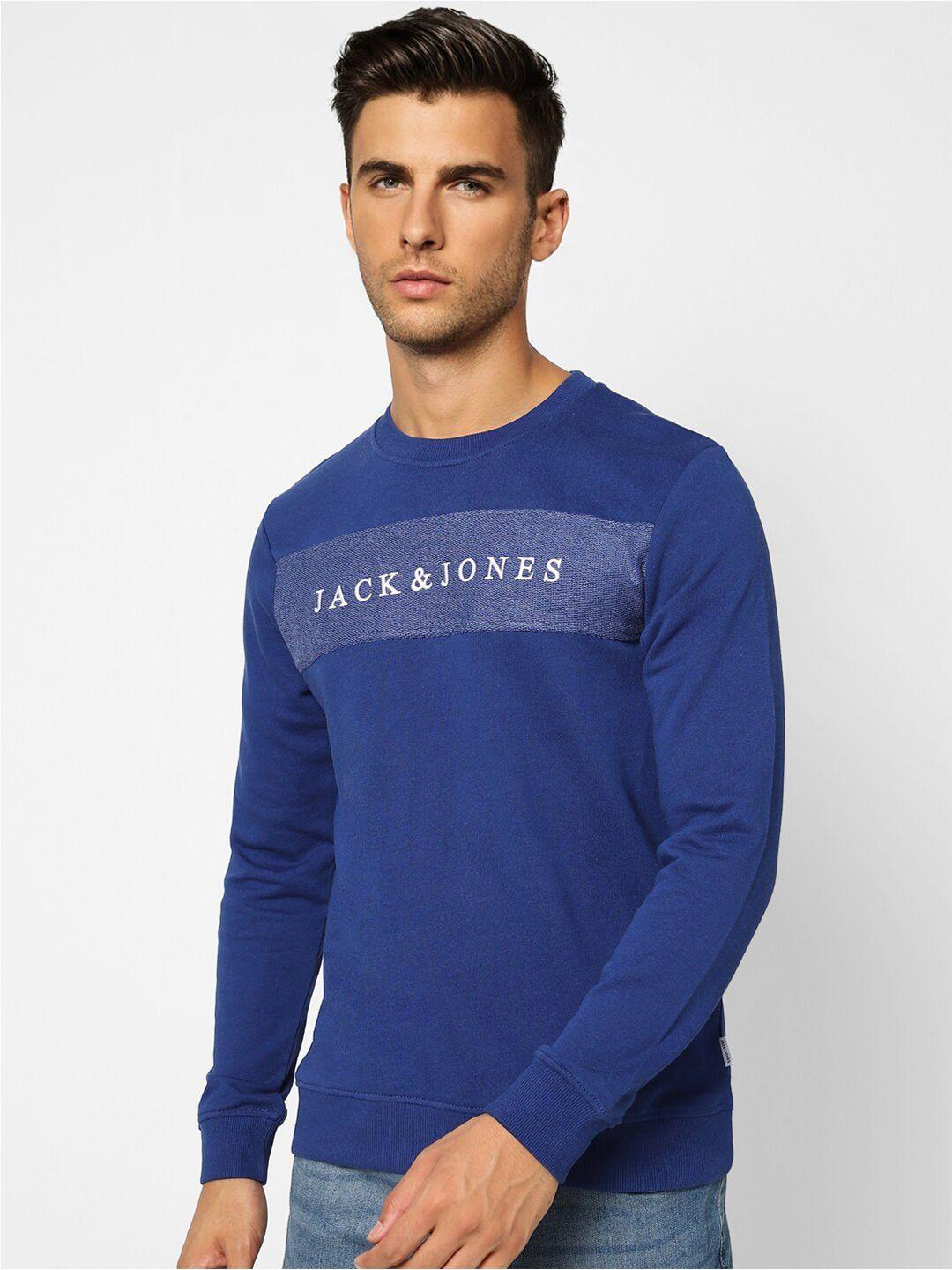 jack & jones men blue printed sweatshirt