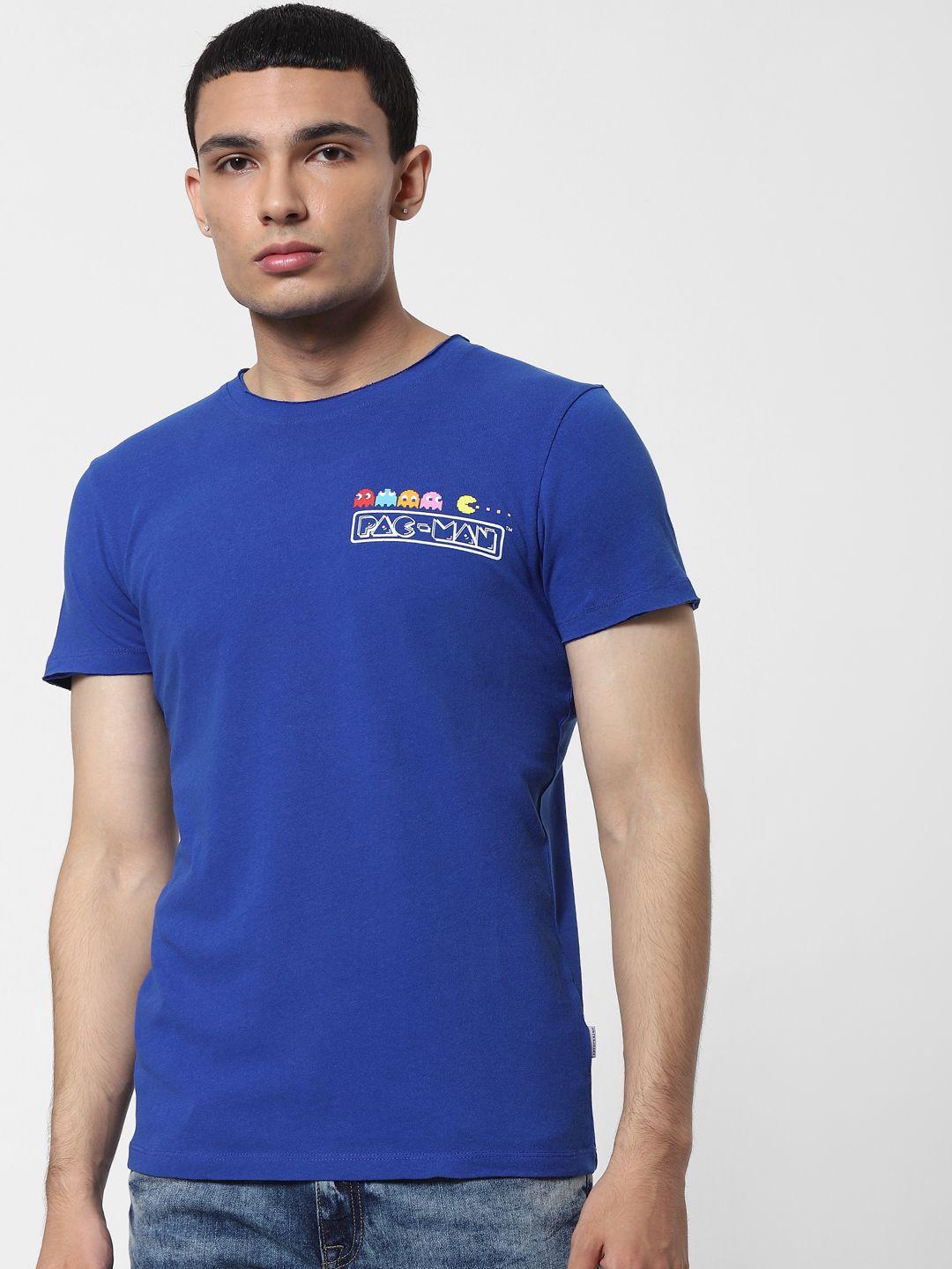 jack & jones men blue printed t-shirt