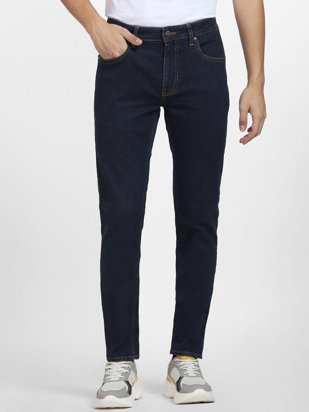 jack & jones men blue skinny fit low-rise cotton jeans