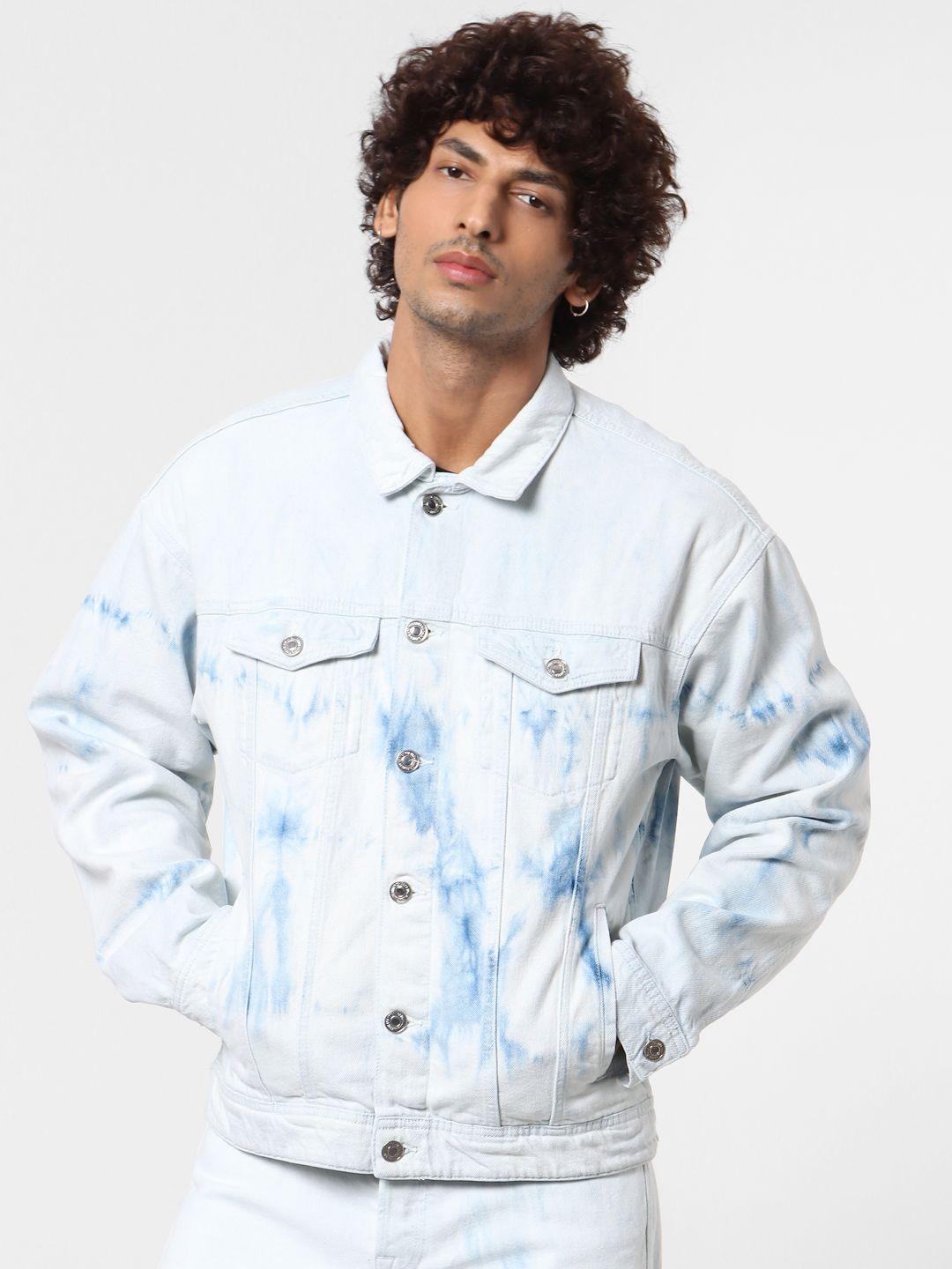 jack & jones men blue tie and dye tailored jacket