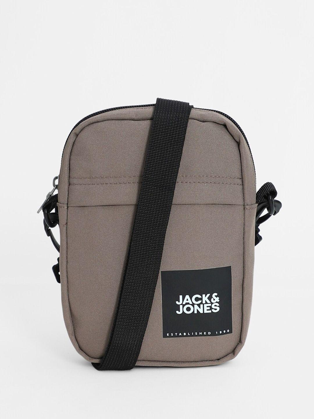 jack & jones men brand logo printed sling bag