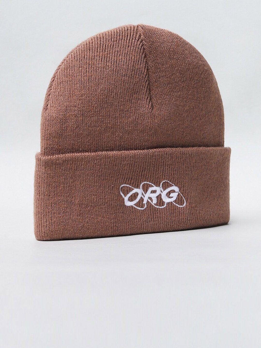 jack & jones men brown & white beanie