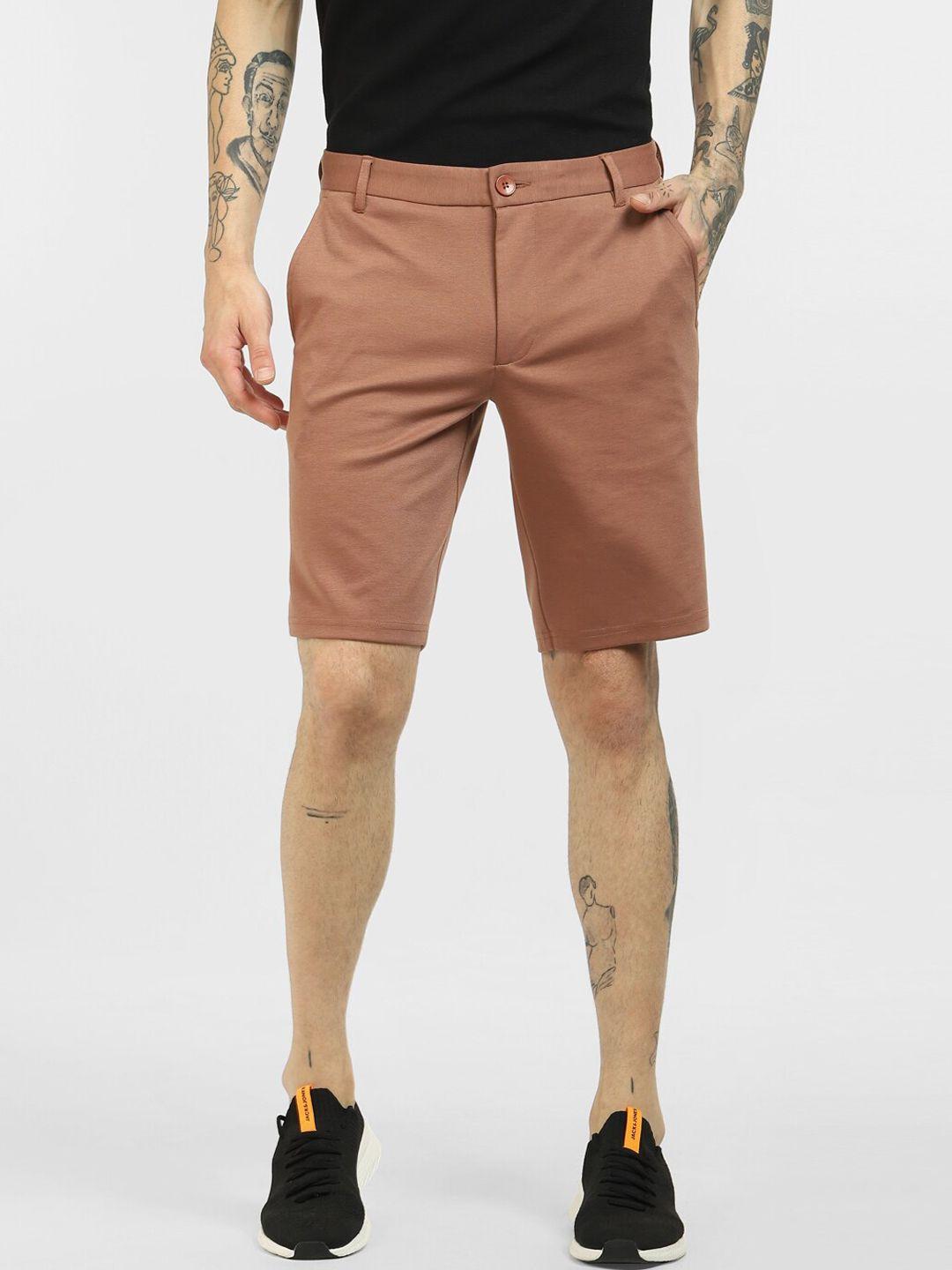 jack & jones men brown slim fit shorts