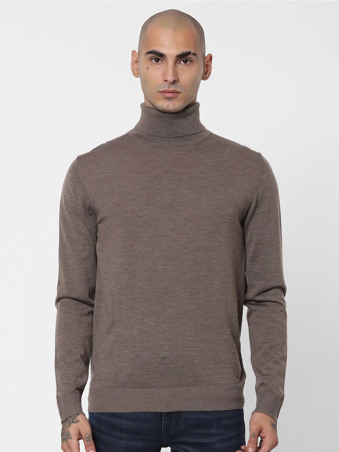 jack & jones men brown solid pullover