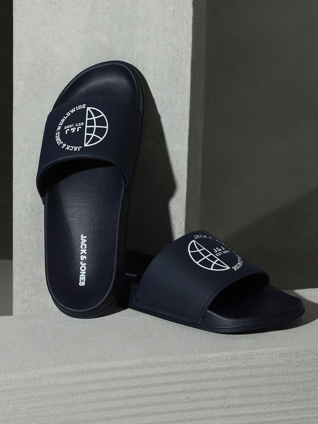 jack & jones men bruce world printed sliders