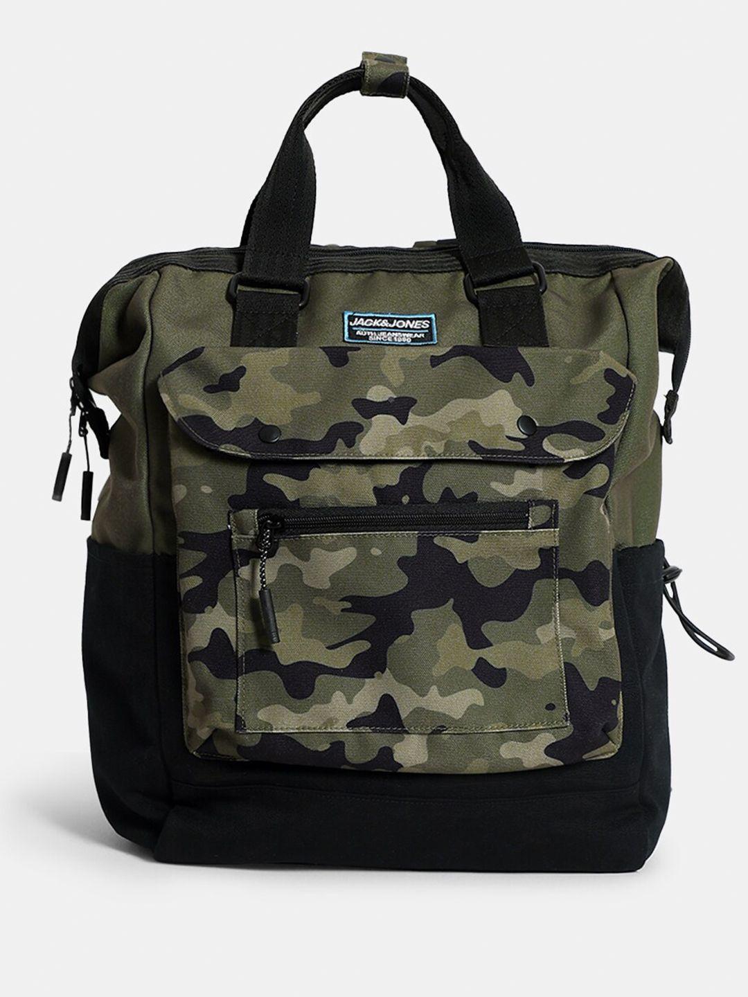 jack & jones men camouflage printed backpack up to 14 inch