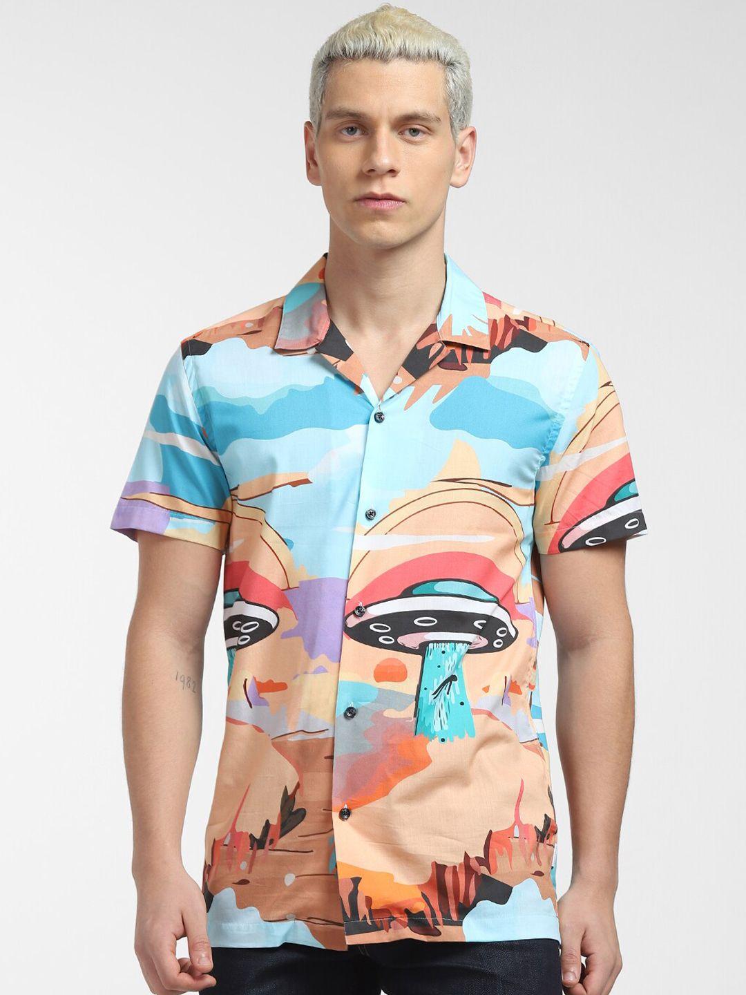 jack & jones men cotton printed casual shirt