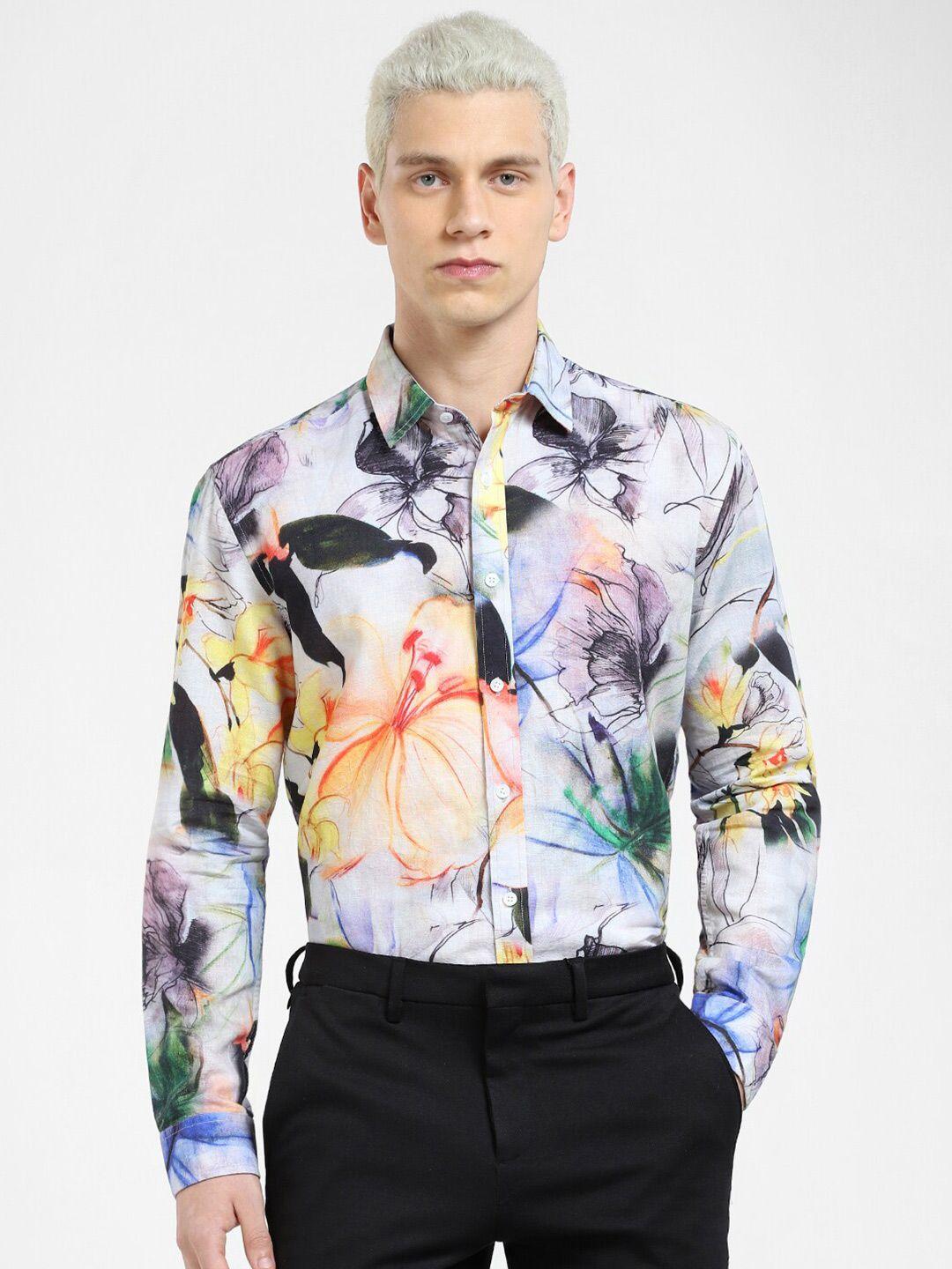 jack & jones men floral printed casual cotton shirt