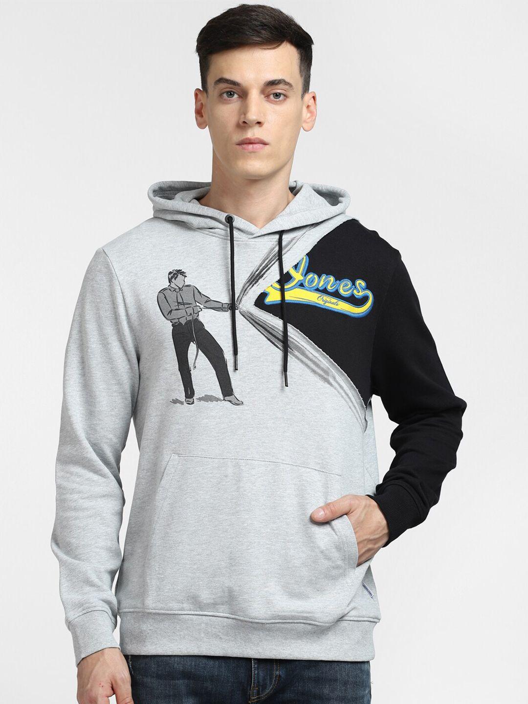 jack & jones men graphic printed cotton hooded sweatshirt