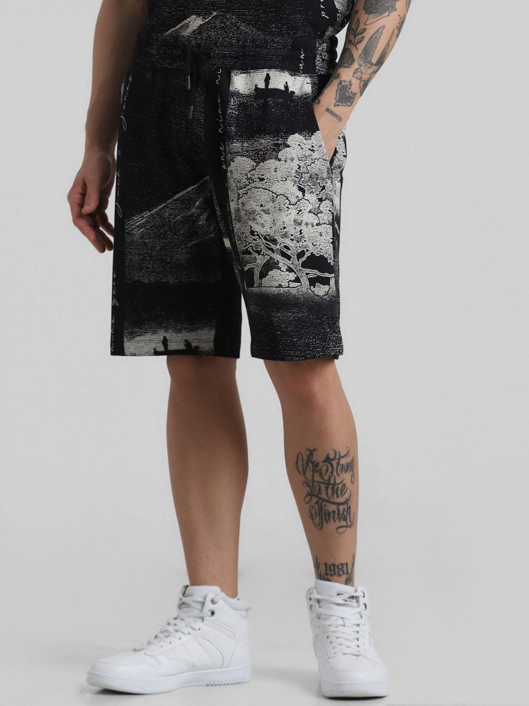 jack & jones men graphic printed cotton regular shorts