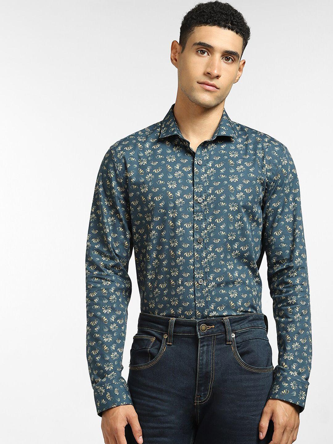 jack & jones men green floral printed casual shirt