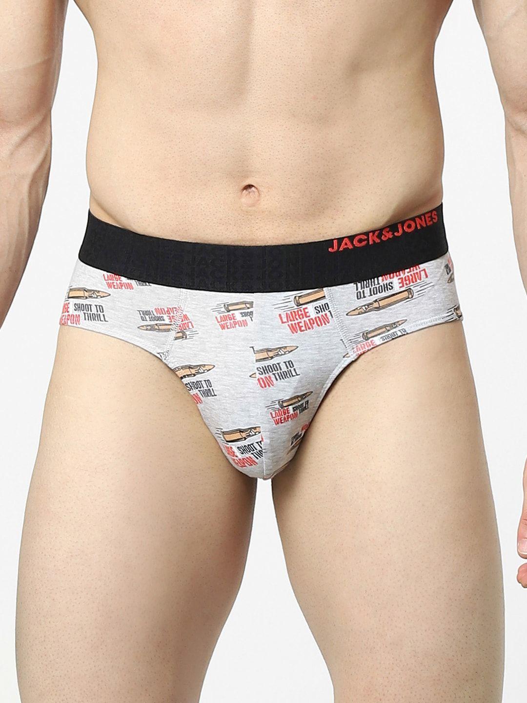 jack & jones men grey printed  briefs