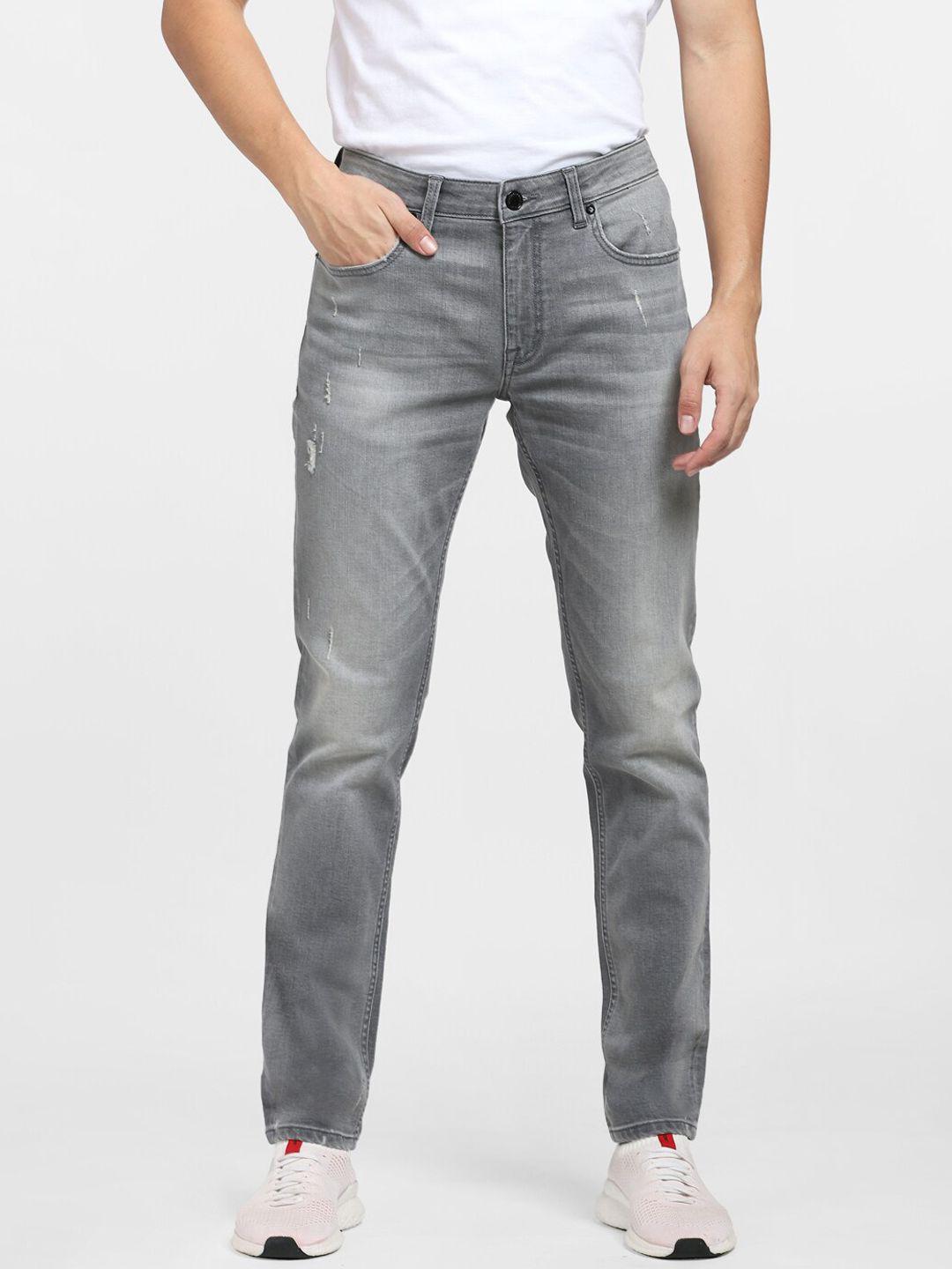 jack & jones men grey slim fit low-rise jeans