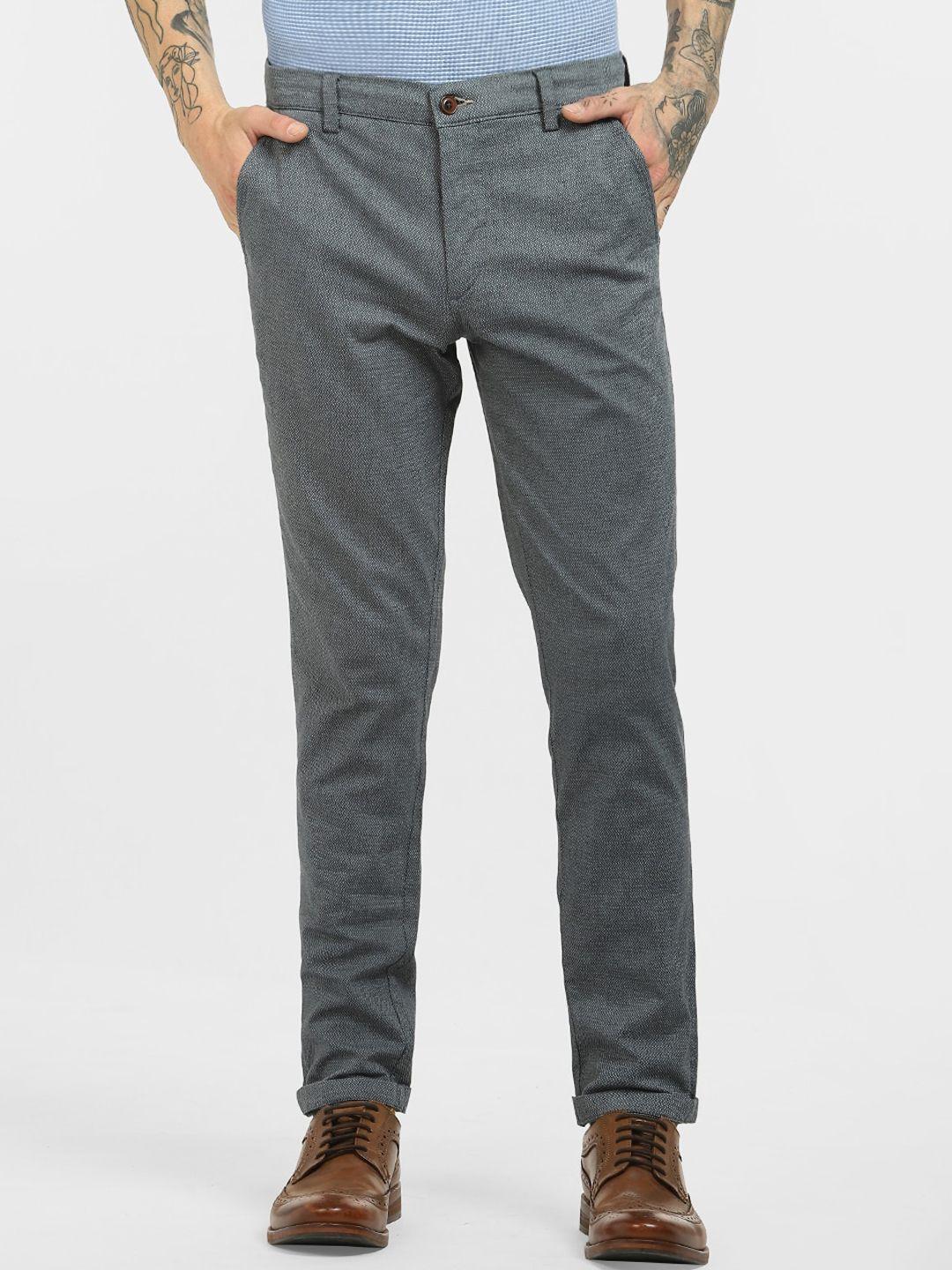 jack & jones men grey slim fit trousers