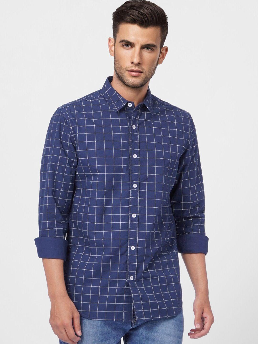 jack & jones men grid tattersall checks cotton casual shirt