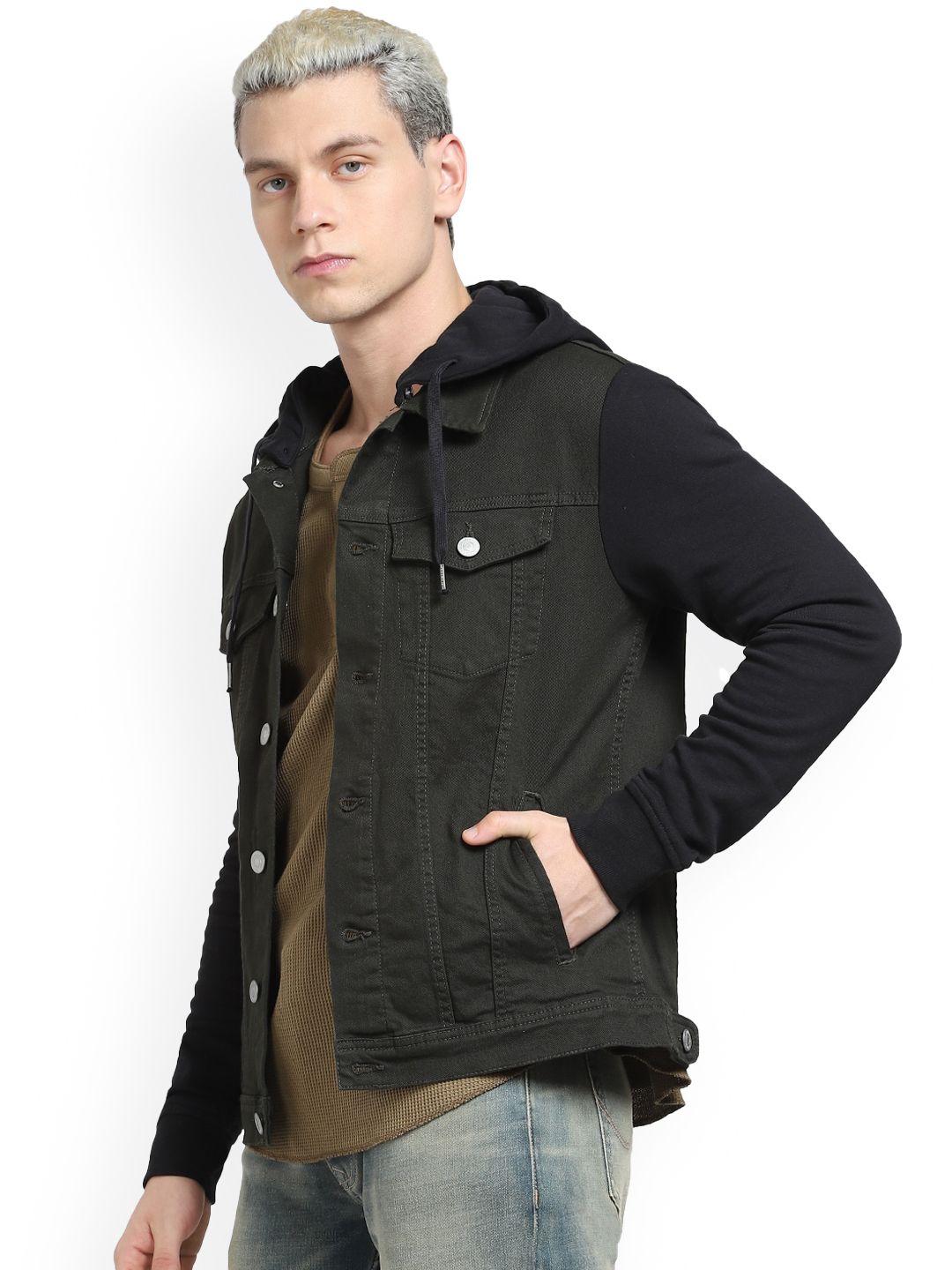 jack & jones men hooded cotton denim jacket