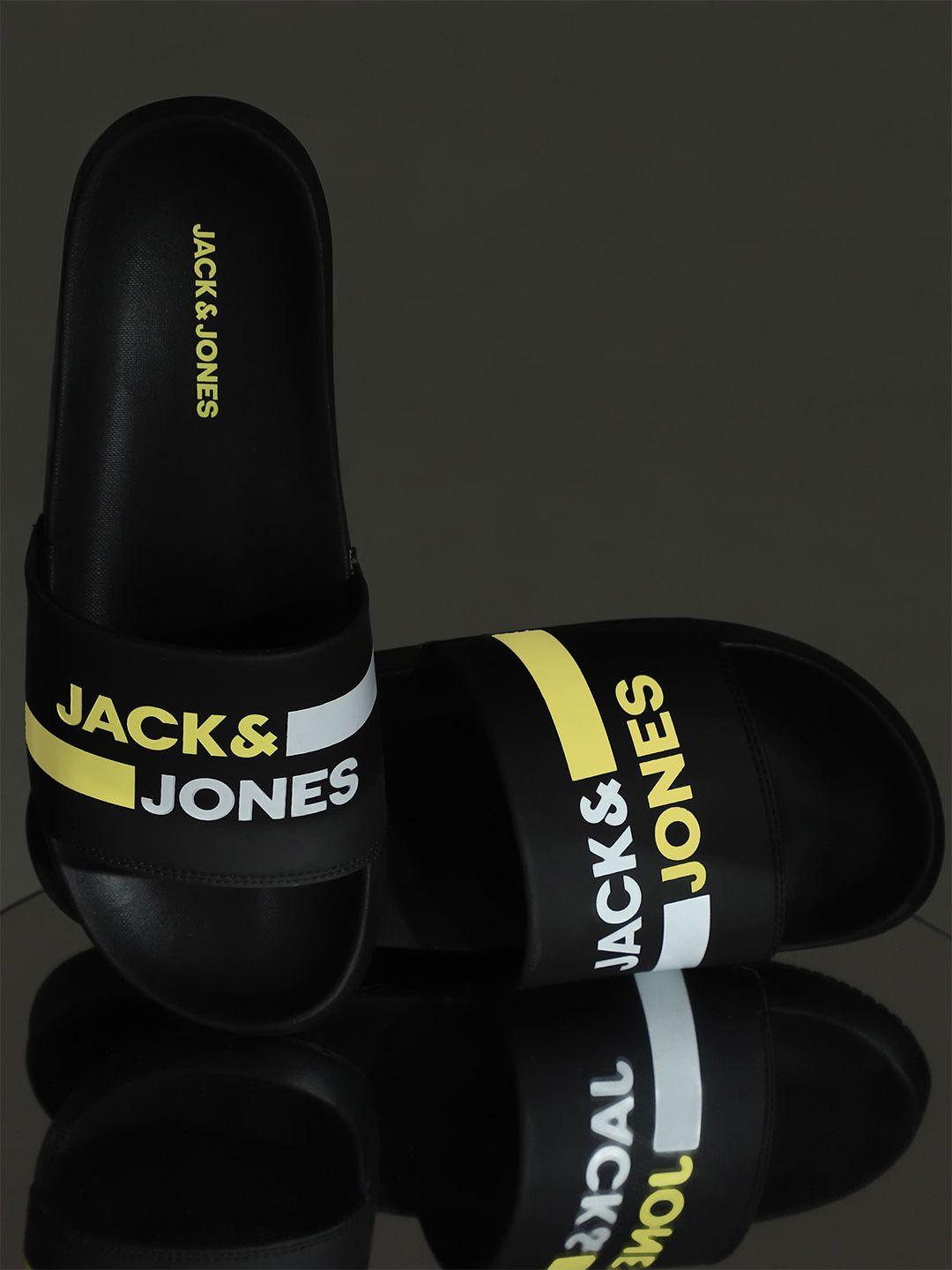 jack & jones men josh stripe printed sliders