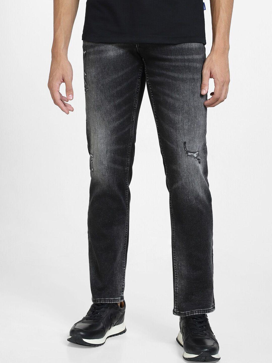 jack & jones men low-rise low distressed heavy fade cotton jeans