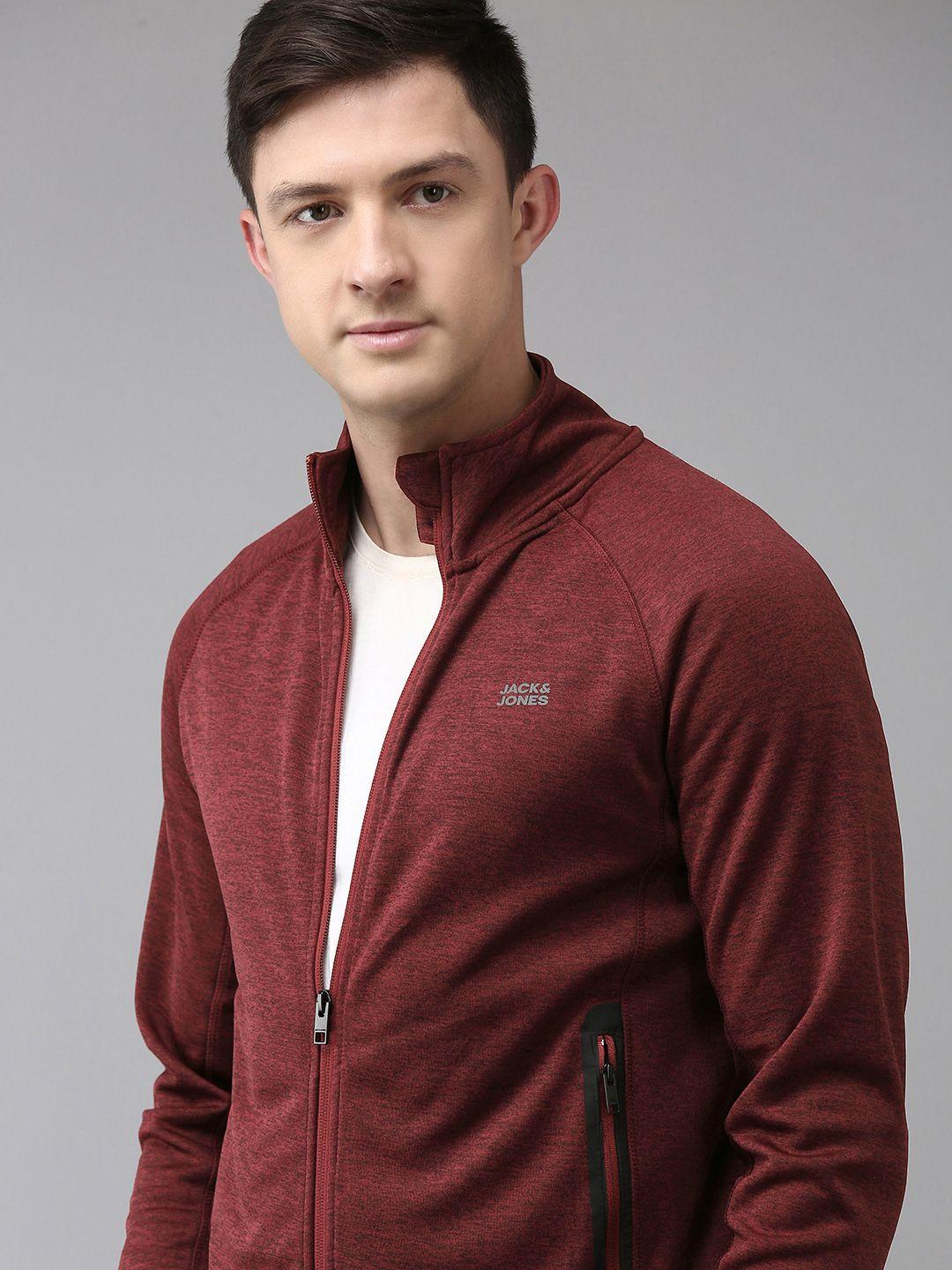 jack & jones men maroon solid sporty jacket