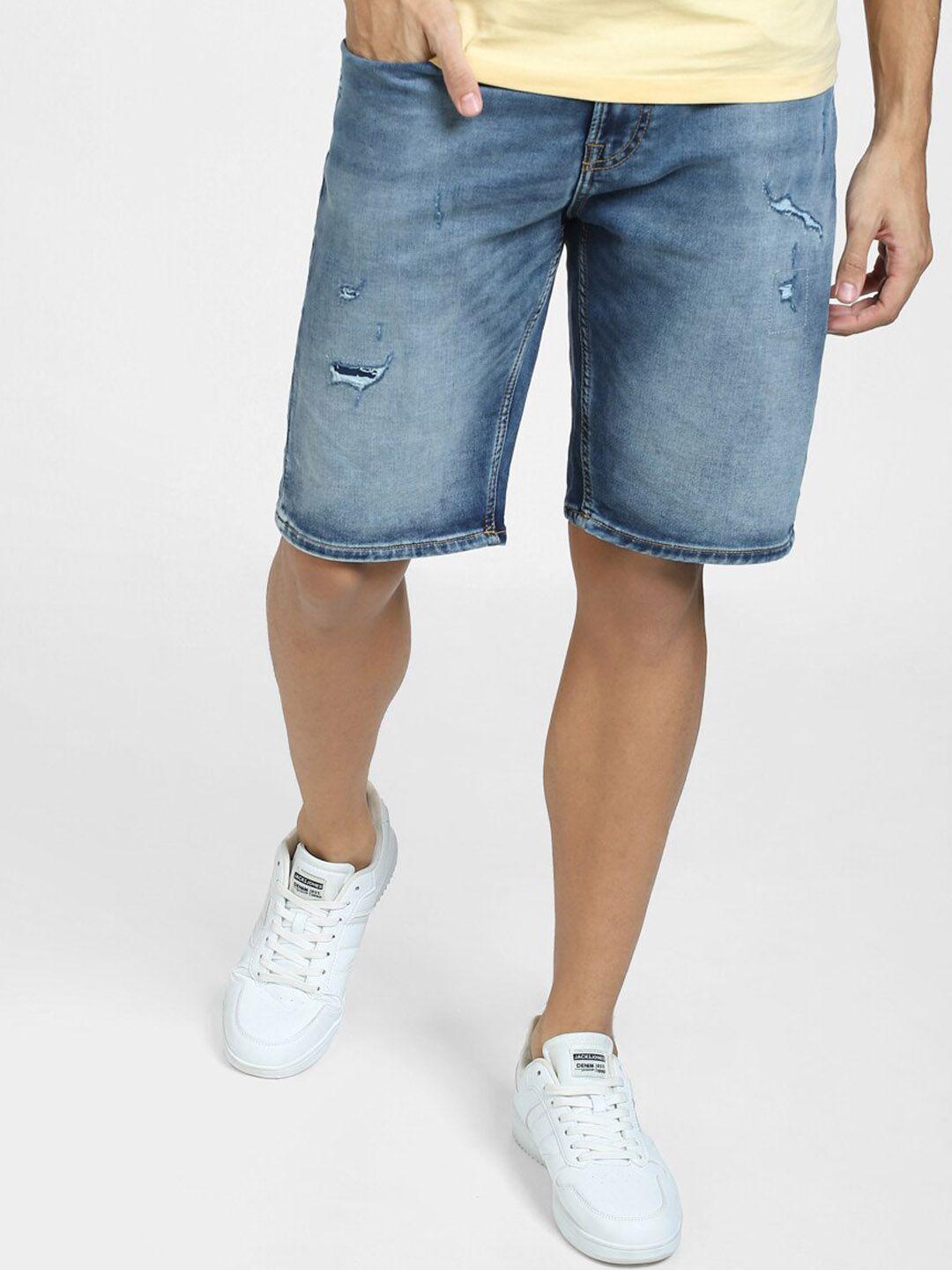 jack & jones men mid-rise below knee cotton shorts