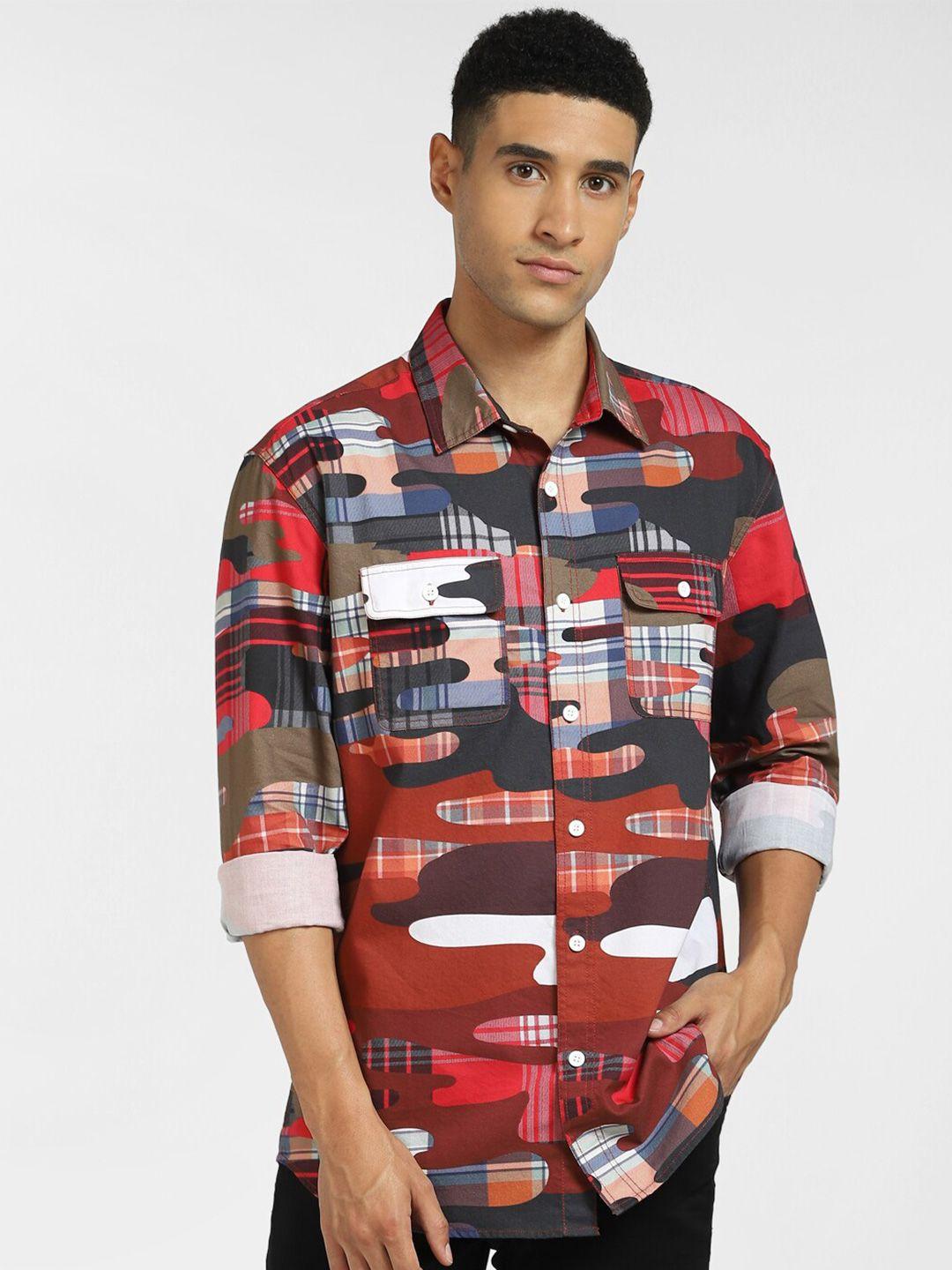 jack & jones men multicoloured printed casual shirt