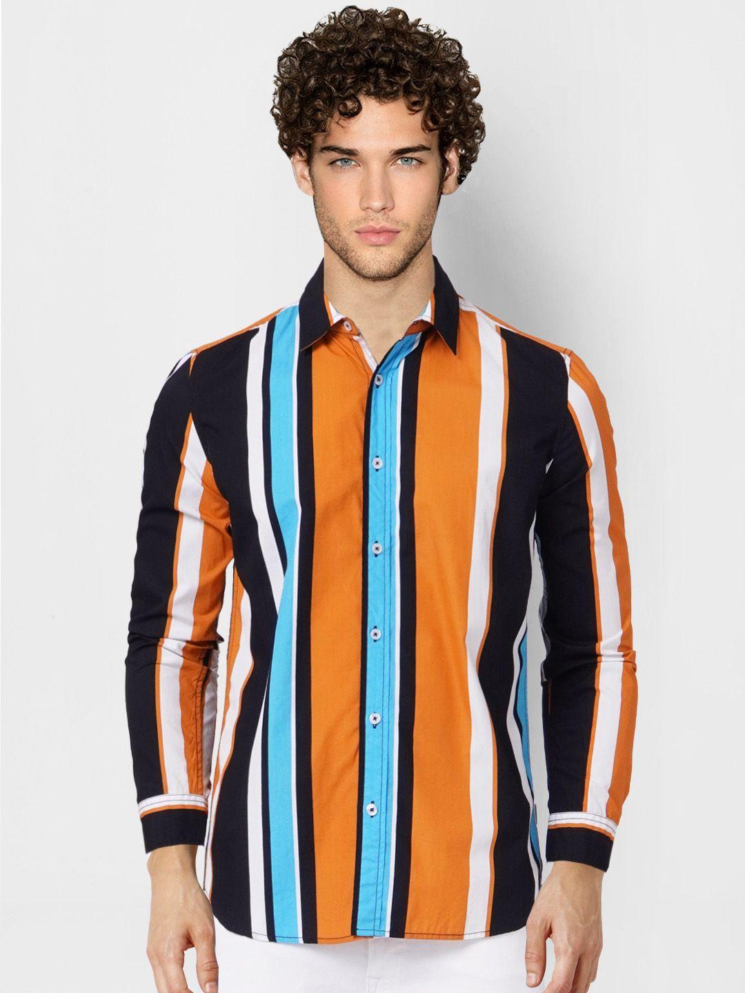 jack & jones men multicoloured slim fit striped casual shirt