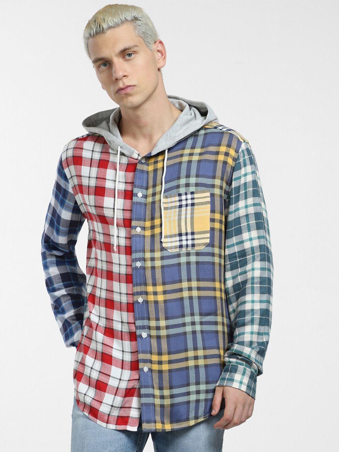 jack & jones men multicoloured tartan checks checked casual shirt