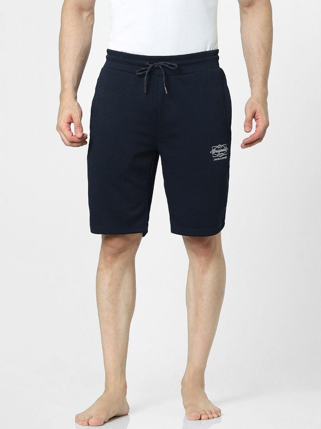 jack & jones men navy blue low-rise shorts