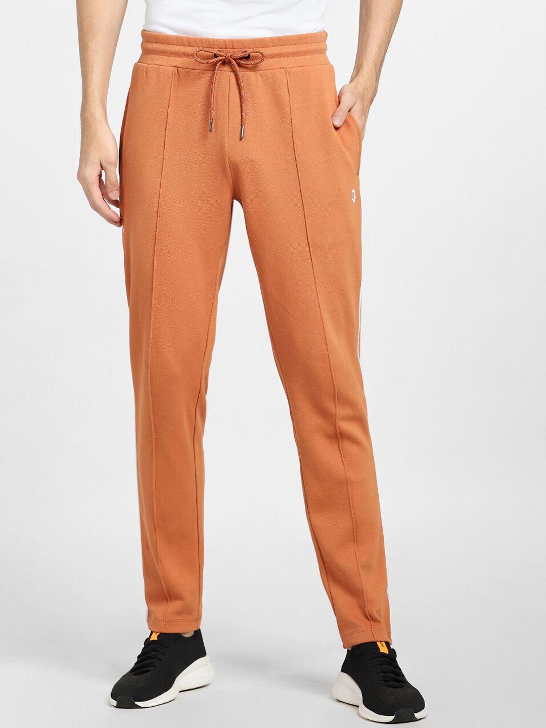 jack & jones men orange solid cotton track pants