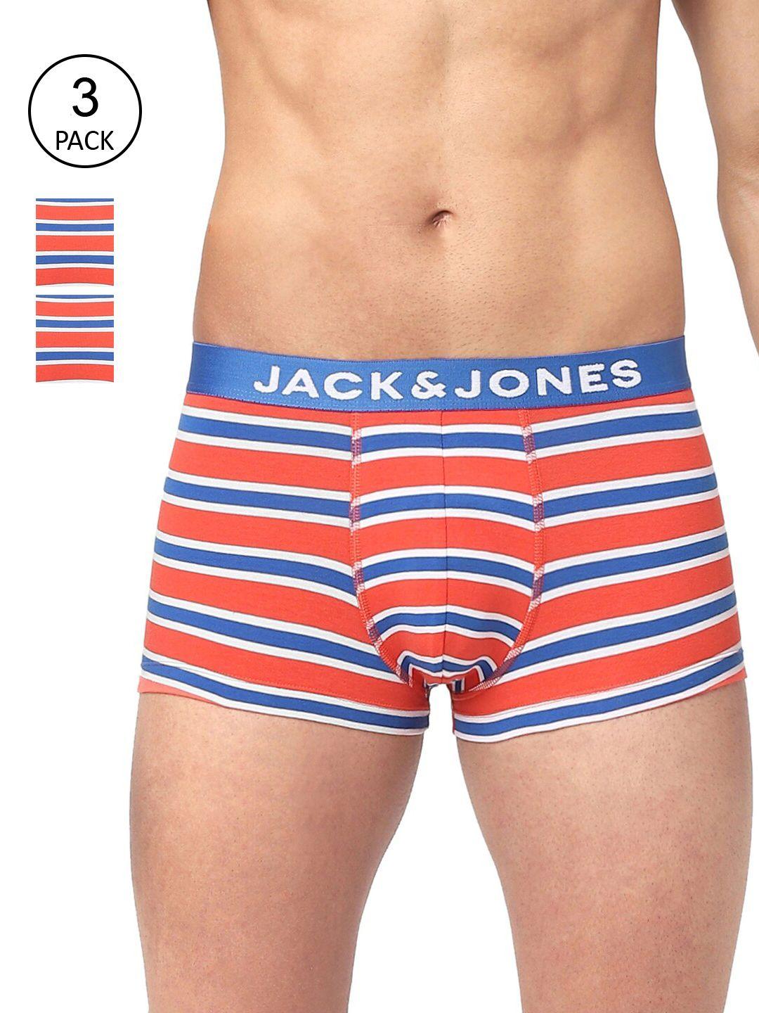 jack & jones men pack of 3 striped cotton trunks 116798101