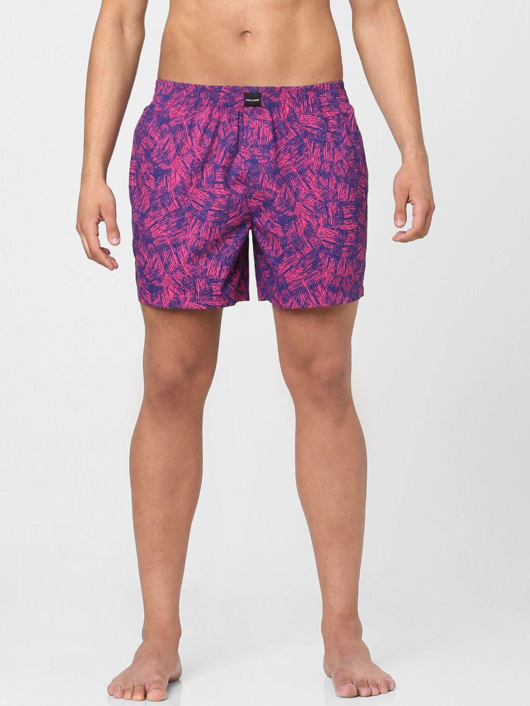 jack & jones men pink & blue printed boxer