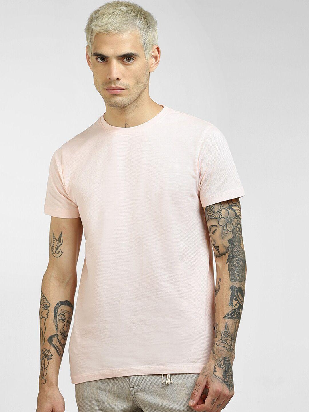 jack & jones men pink slim fit t-shirt